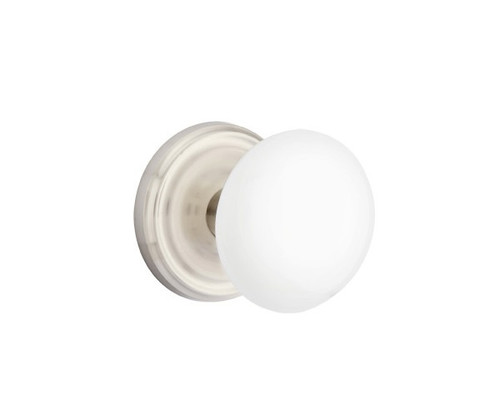 Emtek IW-US15-PHD Satin Nickel Ice White Porcelain (Pair) Half Dummy Knobs with Your Choice of Rosette