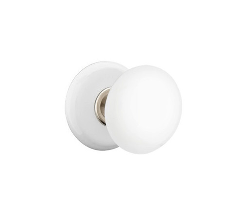 Emtek 8003-IW-US15 Satin Nickel Ice White Porcelain (Pair) Half Dummy Knobs with Porcelain Rosette