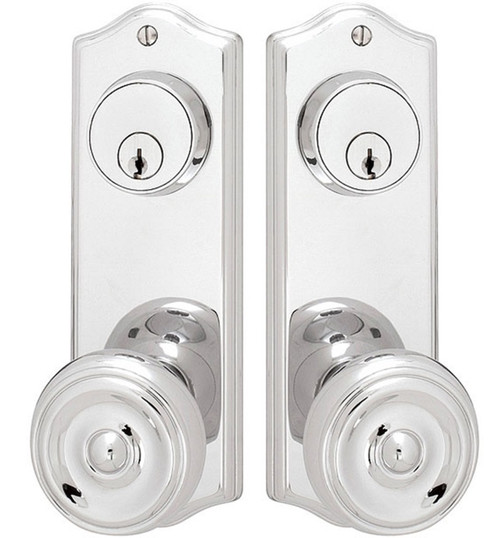 Emtek 8160US7 French Antique Colonial Style 3-5/8" C-to-C Passage/Double Keyed Sideplate Lockset