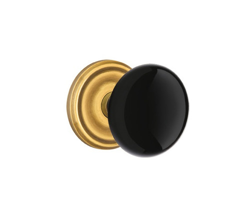 Emtek EB-US7-PASS French Antique Ebony Porcelain Passage Knob with Your Choice of Rosette