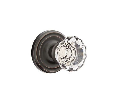 Emtek AS-US10B-PASS Oil Rubbed Bronze Astoria Clear Glass Passage Knob with Your Choice of Rosette