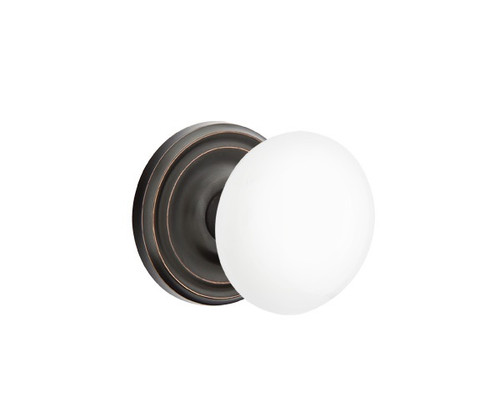 Emtek IW-US10B-PASS Oil Rubbed Bronze Ice White Porcelain Passage Knob with Your Choice of Rosette
