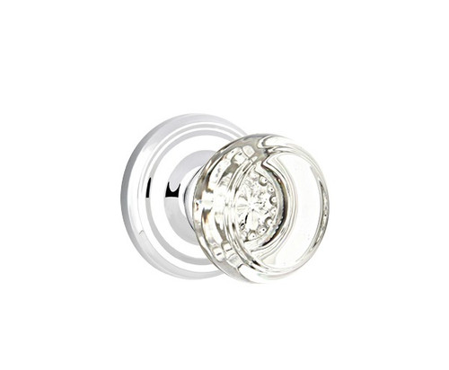 Emtek GT-US26-PASS Polished Chrome Georgetown Glass Passage Knob with Your Choice of Rosette
