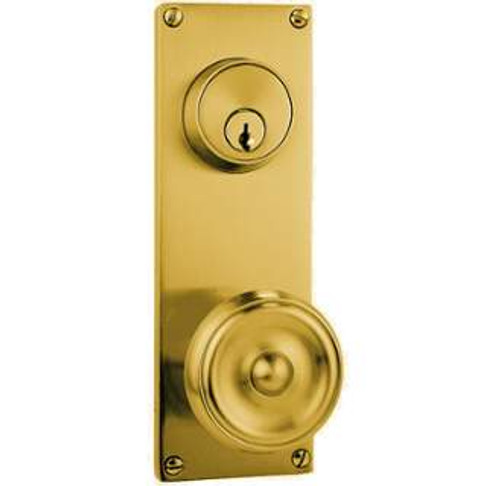Emtek 8112US4 Satin Brass Modern Style 3-5/8" C-to-C Passage/Single Keyed Sideplate Lockset