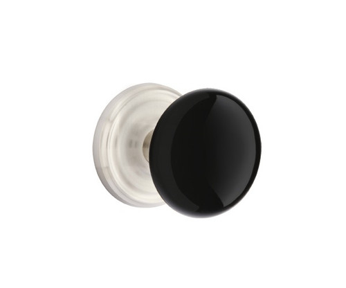 Emtek EB-US15-PASS Satin Nickel Ebony Porcelain Passage Knob with Your Choice of Rosette