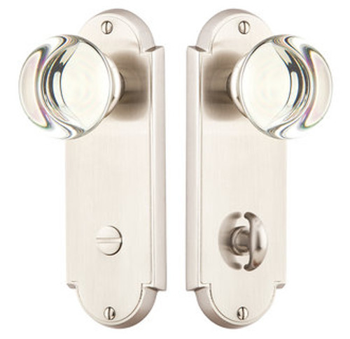 Emtek 8228-US15A Pewter Delaware Style 3-3/8" C-to-C Non-Keyed Thumbturn Privacy Sideplate Lockset