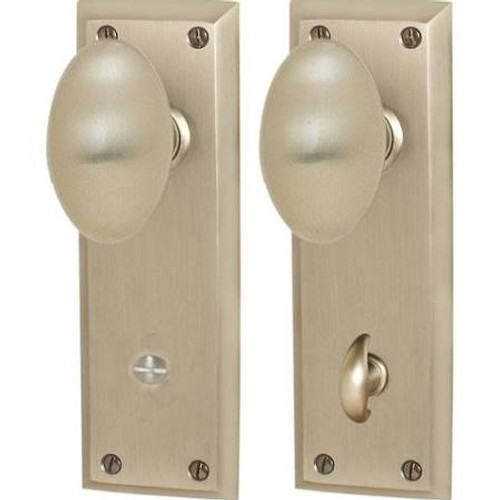 Emtek 8226-US15A Pewter Quincy Style 3-3/8" C-to-C Non-Keyed Thumbturn Privacy Sideplate Lockset