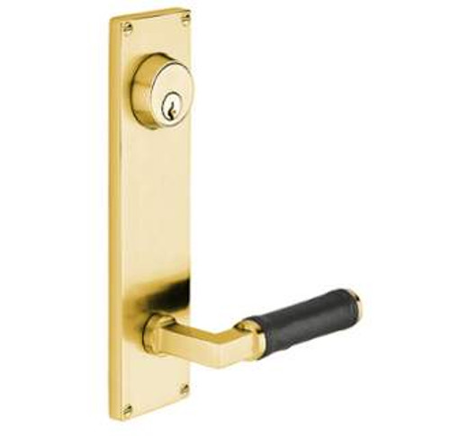 Emtek 8214US4 Satin Brass Modern Style 5-1/2" C-to-C Passage/Double Keyed Sideplate Lockset