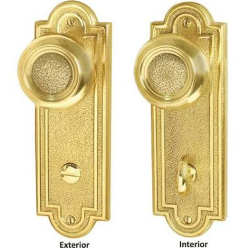 Emtek 8224-US15 Satin Nickel Belmont Style 3-3/8" C-to-C Non-Keyed Thumbturn Privacy Sideplate Lockset