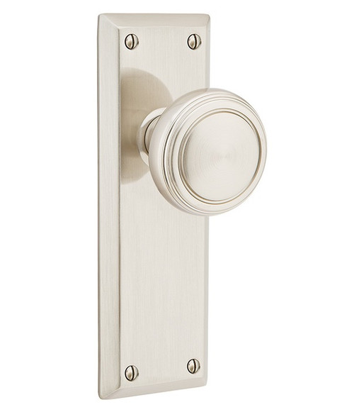 Emtek 8204US15 Satin Nickel Quincy Style Non-Keyed Privacy Sideplate Lockset