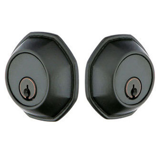 Emtek 8360FB Flat Black Octagon Style Double Cylinder Deadbolt