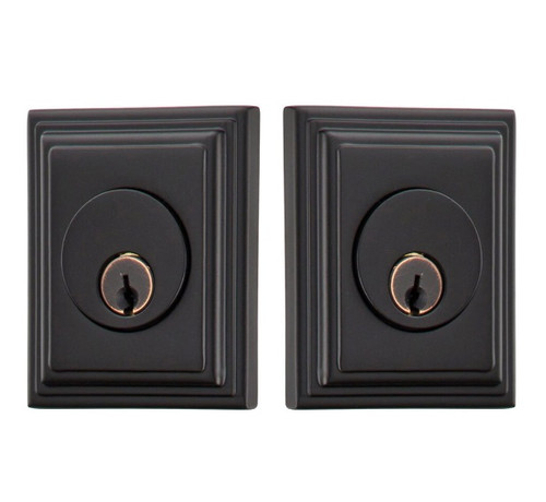 Emtek 8379US19 Flat Black Wilshire Style Double Cylinder Deadbolt