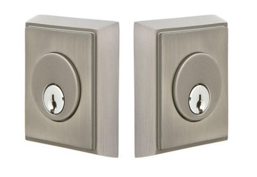 Emtek 8368US7 French Antique Rectangular Style Double Cylinder Deadbolt