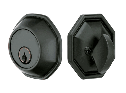 Emtek 8460FB Flat Black Octagon Style Single Cylinder Deadbolt