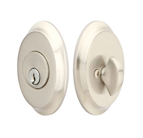 Emtek 8458US15 Satin Nickel Saratoga Style Single Cylinder Deadbolt