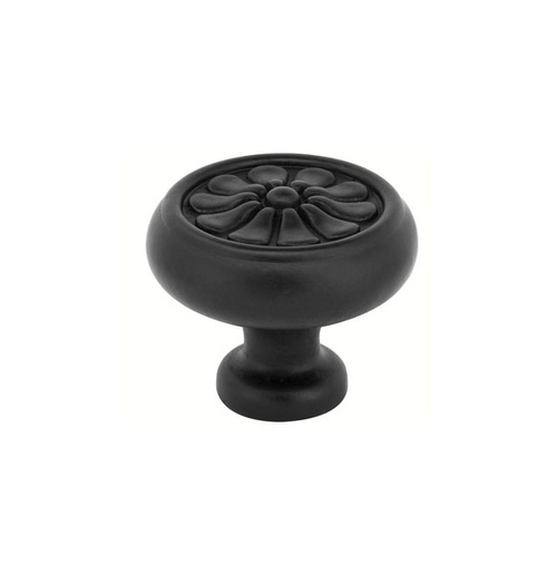 Emtek 86214FB Flat Black 1-3/4" Tuscany Bronze Petal Knob