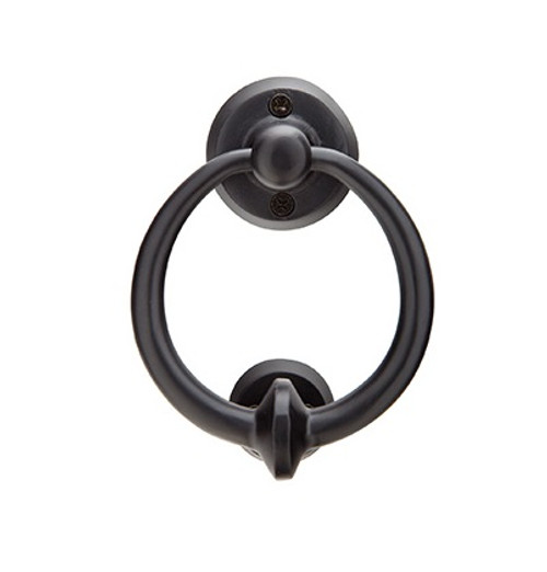 Emtek 86060FB Flat Black 4" Door Knocker with Ring Pull