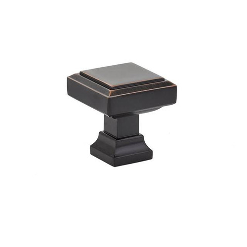 Emtek 86295US10B Oil Rubbed Bronze 1-1/4" Geometric Brass Square Knob