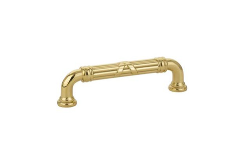 Emtek 86285US3 Polished Brass 4" Ribbon & Reed Brass Estate Pull