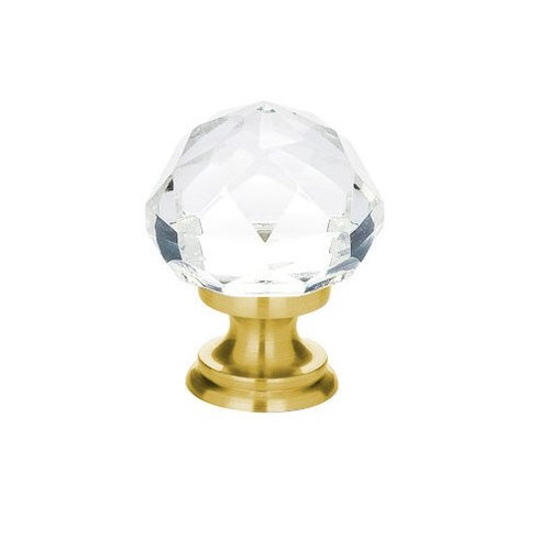 Emtek 86003US4 Satin Brass 1" Glass Diamond Cabinet Knob