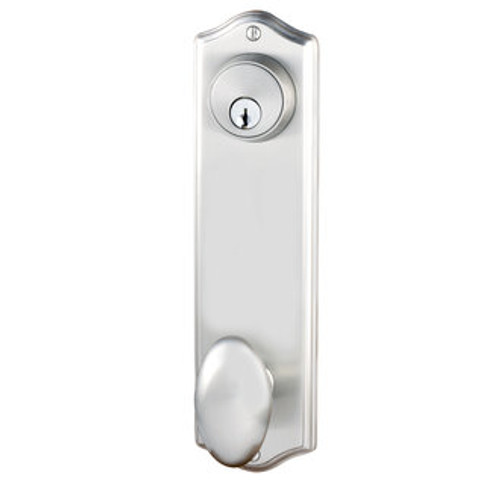 Emtek 8991US15A Pewter Colonial Style 5-1/2" C-to-C Passage/Double Keyed Sideplate Lockset