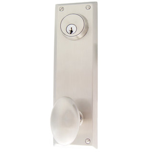 Emtek 8981US15 Satin Nickel Quincy Style 5-1/2" C-to-C Passage/Double Keyed Sideplate Lockset