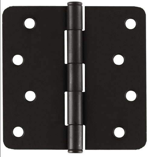 Emtek 91024US19 Flat Black 4" 1/4" Radius Corner Residential Duty, Plain Bearing Plated Steel Hinge