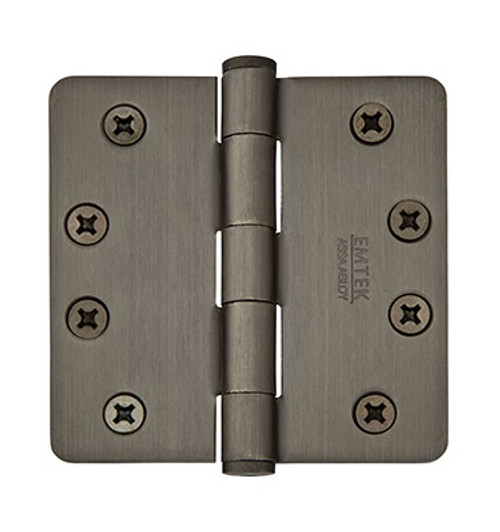 Emtek 92024US15 Satin Nickel 4" 1/4" Radius Corner Heavy Duty, Plain Bearing Plated Steel Hinge