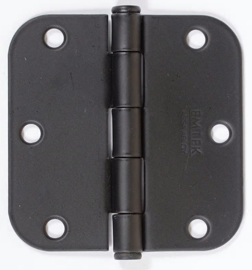 Emtek 96133US19 Flat Black 3-1/2" 5/8" Radius Corner Solid Brass Residential Duty, Plain Bearing Hinge