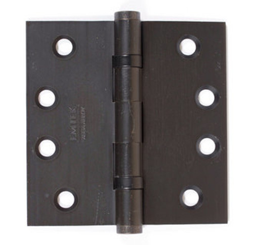 Emtek 96414US19 Flat Black 4" Square Corner Solid Brass Heavy Duty, Ball Bearing Hinges