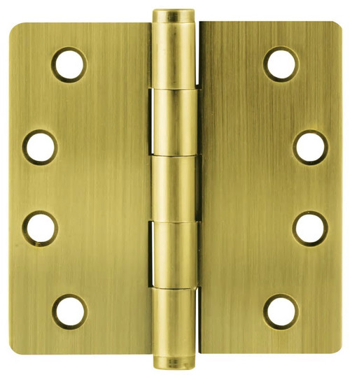 Emtek 96225US7 French Antique 4-1/2" 1/4" Radius Corner Solid Brass Heavy Duty, Plain Bearing Hinges