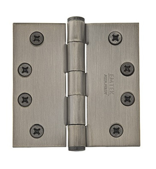 Emtek 96114US15A Pewter 4" Square Corner Solid Brass Residential Duty, Plain Bearing Hinges