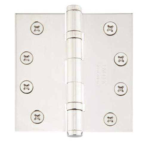 Emtek 96414US26 Polished Chrome 4" Square Corner Solid Brass Heavy Duty, Ball Bearing Hinges