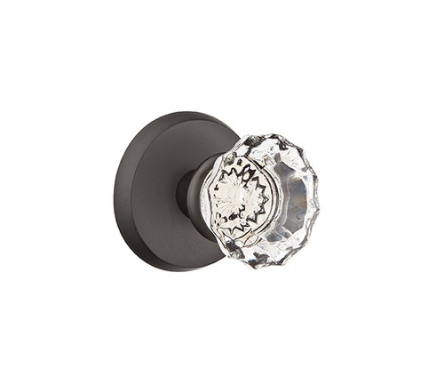 Emtek AS-FB-PASS Flat Black Astoria Clear Glass Passage Knob with Your Choice of Rosette