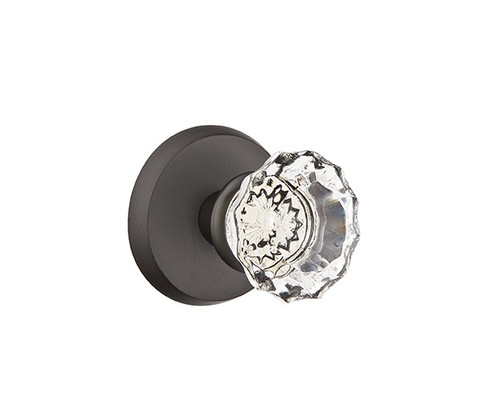 Emtek AS-FB-PRIV Flat Black Astoria Clear Glass Privacy Knob with Your Choice of Rosette