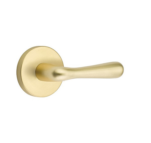 Emtek BA-US4-PHD Satin Brass Basel (Pair) Half Dummy Levers with Your Choice of Rosette