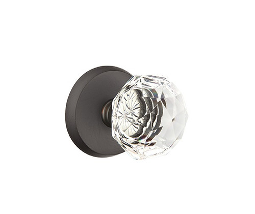 Emtek CK-FB-PHD Flat Black Diamond Glass (Pair) Half Dummy Knobs with Your Choice of Rosette