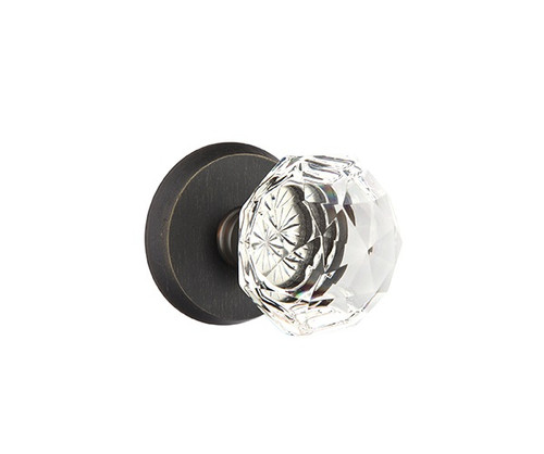 Emtek CK-MB-PHD Medium Bronze Diamond Glass (Pair) Half Dummy Knobs with Your Choice of Rosette