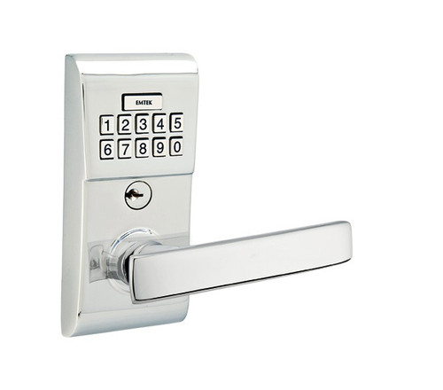 Emtek E2220US26 Polished Chrome Modern Brass Keypad Style Leverset with Storeroom/Gate Function