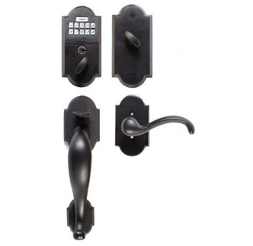 Emtek E401211XXXFB Flat Black Electronic Sandcast Dummy Keypad Style Entryset with Your Choice of Handle