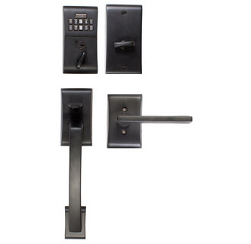 Emtek E4817XXXUS19 Flat Black Modern Brass Keypad Style Entryset with Your Choice of Handle