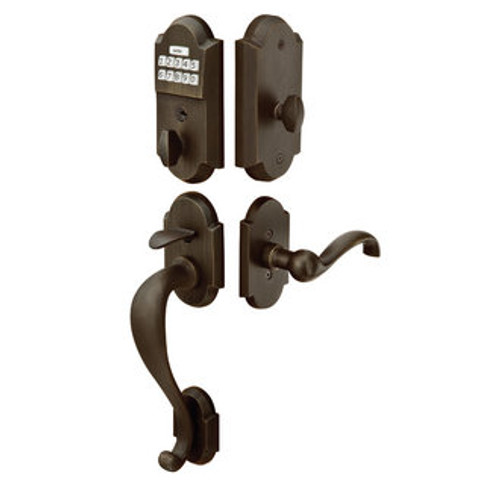 Emtek E451211XXXMB Medium Bronze Sandcast Bronze Keypad Style Entryset with Your Choice of Handle