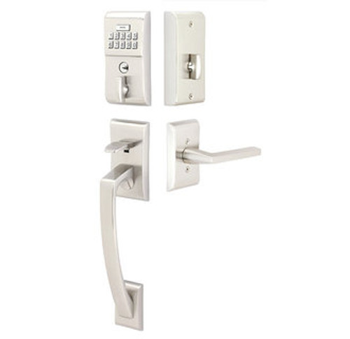 Emtek E4017XXXUS15 Satin Nickel Electronic Brass Dummy Keypad Style Entryset with Your Choice of Handle