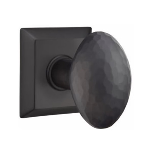 Emtek HE-US19-PHD Flat Black Hammered Egg (Pair) Half Dummy Knobs with Your Choice of Rosette