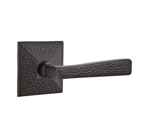 Emtek HM-US19-PASS Flat Black Hammered Passage Lever with Your Choice of Rosette