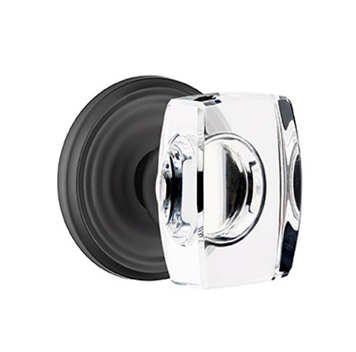 Emtek WS-US19-PHD Flat Black Windsor Glass (Pair) Half Dummy Knobs with Your Choice of Rosette