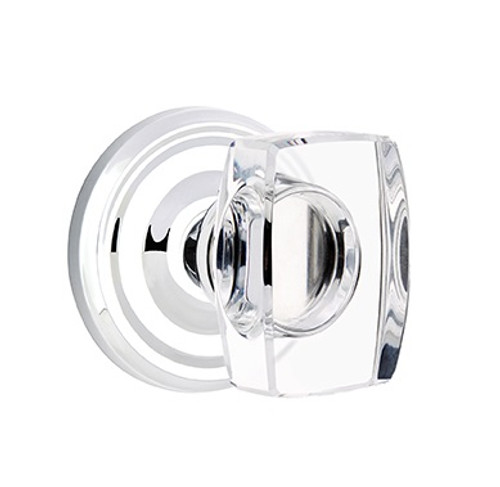 Emtek WS-US26-PHD Polished Chrome Windsor Glass (Pair) Half Dummy Knobs with Your Choice of Rosette
