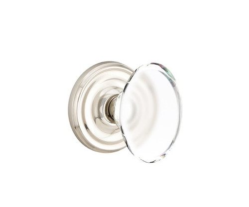 Emtek HT-US14-PASS Polished Nickel Hampton Glass Passage Knob with Your Choice of Rosette