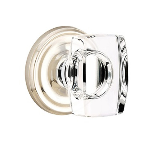 Emtek WS-US14-PHD Polished Nickel Windsor Glass (Pair) Half Dummy Knobs with Your Choice of Rosette