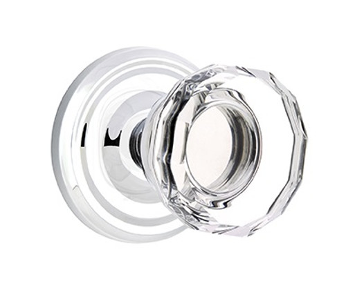 Emtek LW-US26-PASS Polished Chrome Lowell Glass Passage Knob with Your Choice of Rosette